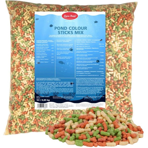 Lyra Pet 10 Liter (0,85 kg) Lyra Pond® Pond Colour Sticks Koi Mix Teichfutter, Hauptfutter für: Fisch
