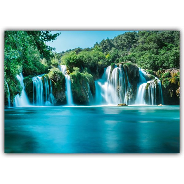 LYSCO Poster XXL Plakat Wasserfall, Naturfotografie, Wasserfall fliesst in tiefblauen See (F-246), Wandbild, Wandposter (Lieferung gerollt)