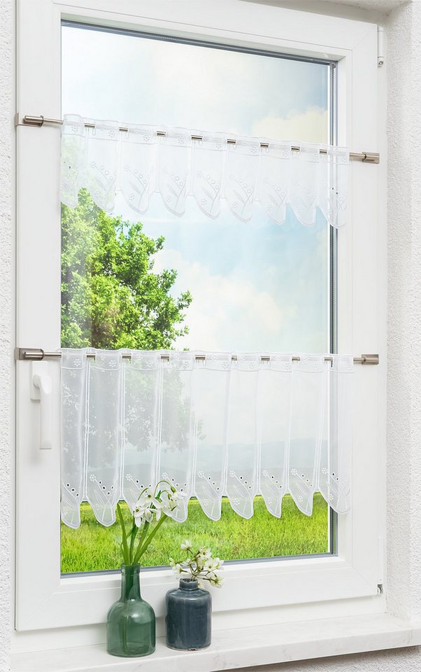LYSEL® Scheibengardine Blümchenpaar (1 St), transparent, HxB 15x42.8cm – Bild 2 von 5