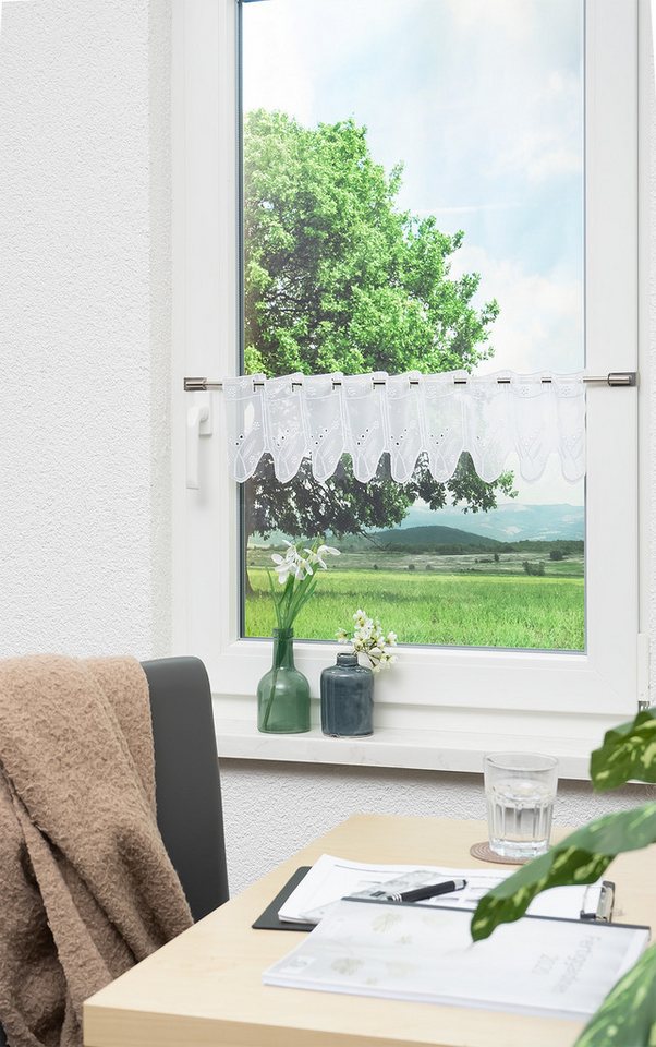 LYSEL® Scheibengardine Blümchenpaar (1 St), transparent, HxB 15x42.8cm – Bild 4 von 5