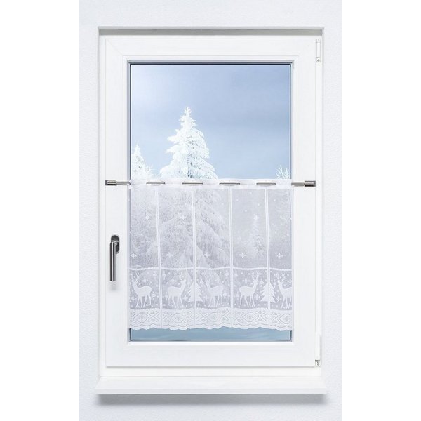 LYSEL® Scheibengardine Hirsch im Winterwald (1 St), transparent, HxB 50x45cm