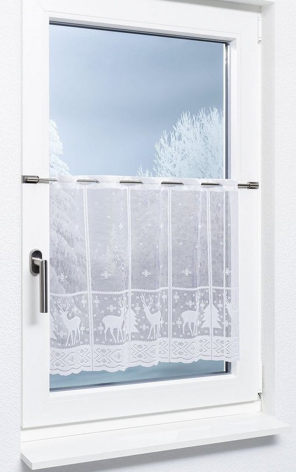 LYSEL® Scheibengardine Hirsch im Winterwald (1 St), transparent, HxB 50x45cm – Bild 2 von 4