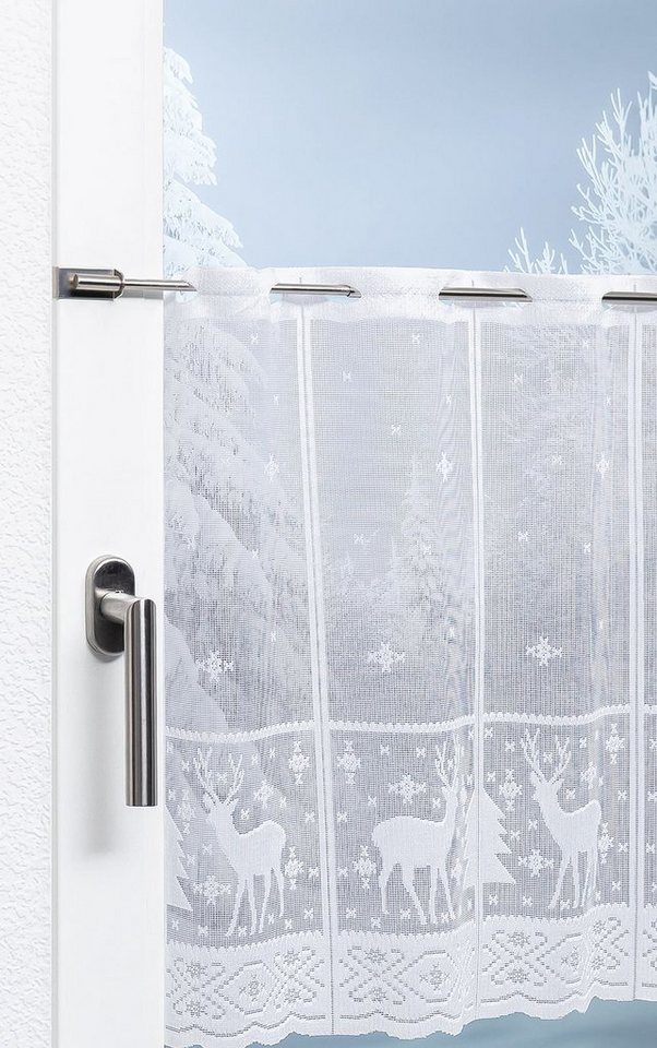 LYSEL® Scheibengardine Hirsch im Winterwald (1 St), transparent, HxB 50x45cm – Bild 4 von 4
