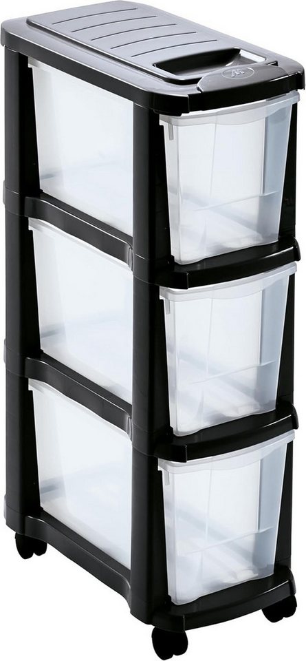 M home Rollcontainer Rollwagen Schubladenrollwagen PLS6260 Schubladenschrank Kunststoff, (Spar-Set, 1 St., 1 Rollwagen), mit 3 Schubladen und 4 Rollen – Bild 2 von 5
