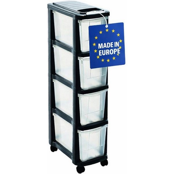 M home Rollcontainer Rollwagen Schubladenrollwagen PLS6261 Kunststoff, (Spar-Set, 1 St., Rollwagen mit 4 Rollen und 4 Schubladen), mit 4 Rollen und 4 Schubladen