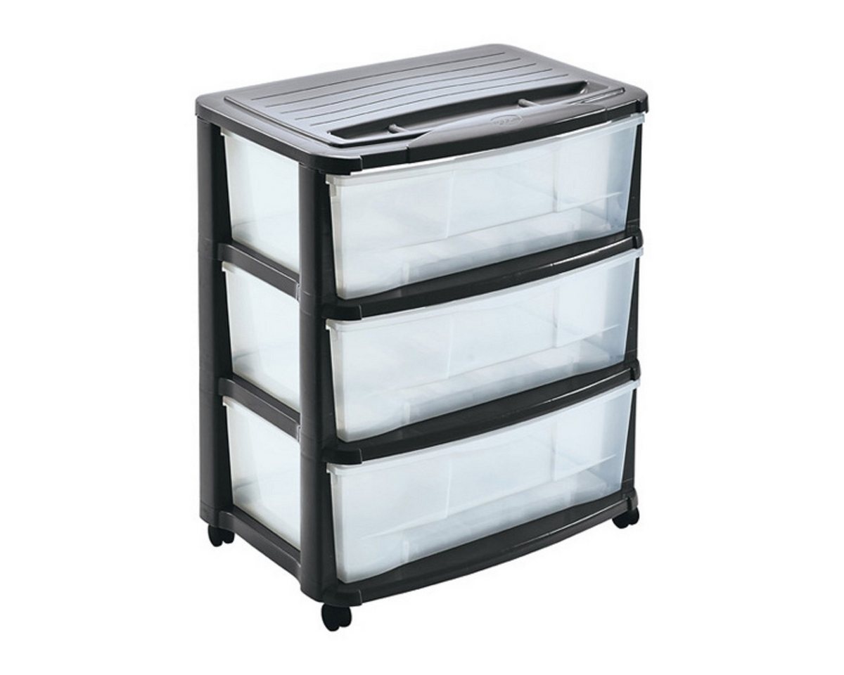 M home Rollcontainer Schubladenrollwagen PLS6220 Rollcontainer Schubladenschrank Kunststoff, (Spar-Set, 1 St., Rollwagen mit 3 Schubladen und 4 Lenkrollen), mit – Bild 2 von 5