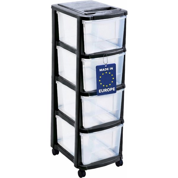 M home Rollcontainer Schubladenrollwagen PLS6241 Schubladenschrank Kunststoff, (Spar-Set, 1 St., Rollwagen mit 4 Schubalden und 4 Lenkrollen), mit 4 Schubladen 
