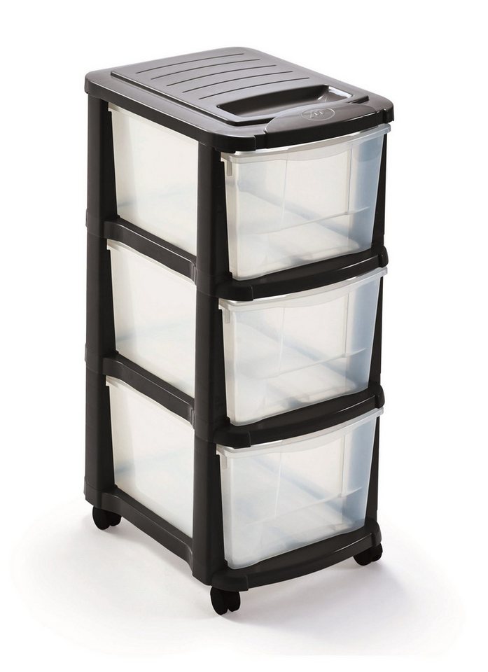 M home Rollwagen Schubladenrollwagen PLS6240 Rollcontainer Schubladenschrank Kunststoff, (Spar-Set, 1 St., Rollwagen mit 3 Schubladen und 4 Lenkrollen), mit 3 S – Bild 2 von 5