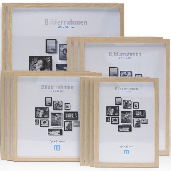 M MERCEO Bilderrahmen, 12-tlg. Bilderrahmen-Set Natur (21x30cm bis 40x50cm)
