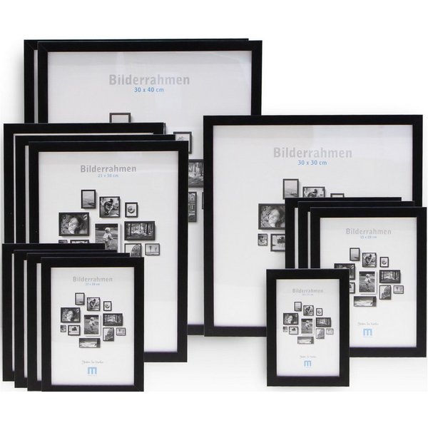 M MERCEO Bilderrahmen, 14-tlg. Bilderrahmen-Set Schwarz (10x15cm bis 30x40cm)