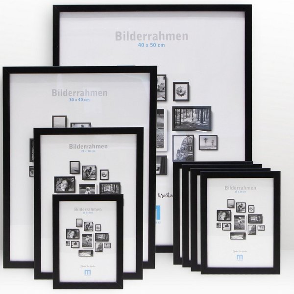 M MERCEO Bilderrahmen, 8-tlg. Bilderrahmen-Set Schwarz (13x18cm bis 40x50cm)