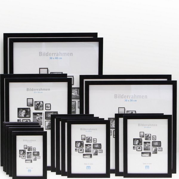 M MERCEO Bilderrahmen, 17-tlg. Bilderrahmen-Set Schwarz (10x15cm bis 30x40cm)