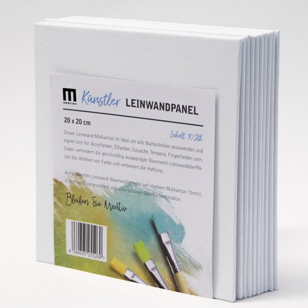 M MERCEO Leinwand, 10er-Set Malkarton Malpappe 20x20cm