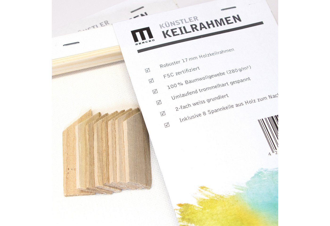 M MERCEO Leinwand, 5er-Set Leinwand 15x15cm (zum Bemalen, Baumwolle, Keilrahmen, 280g/m) – Bild 5 von 5