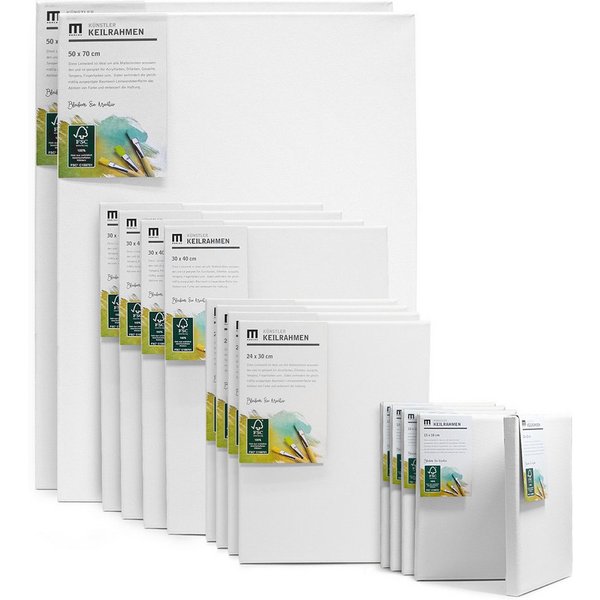 M MERCEO Leinwand Künstlerleinwand im Set, Weiße Leinwand zum Bemalen, 14er Set Leinwand (13x18 bis 50x70cm) Baumwolle auf Keilrahmen