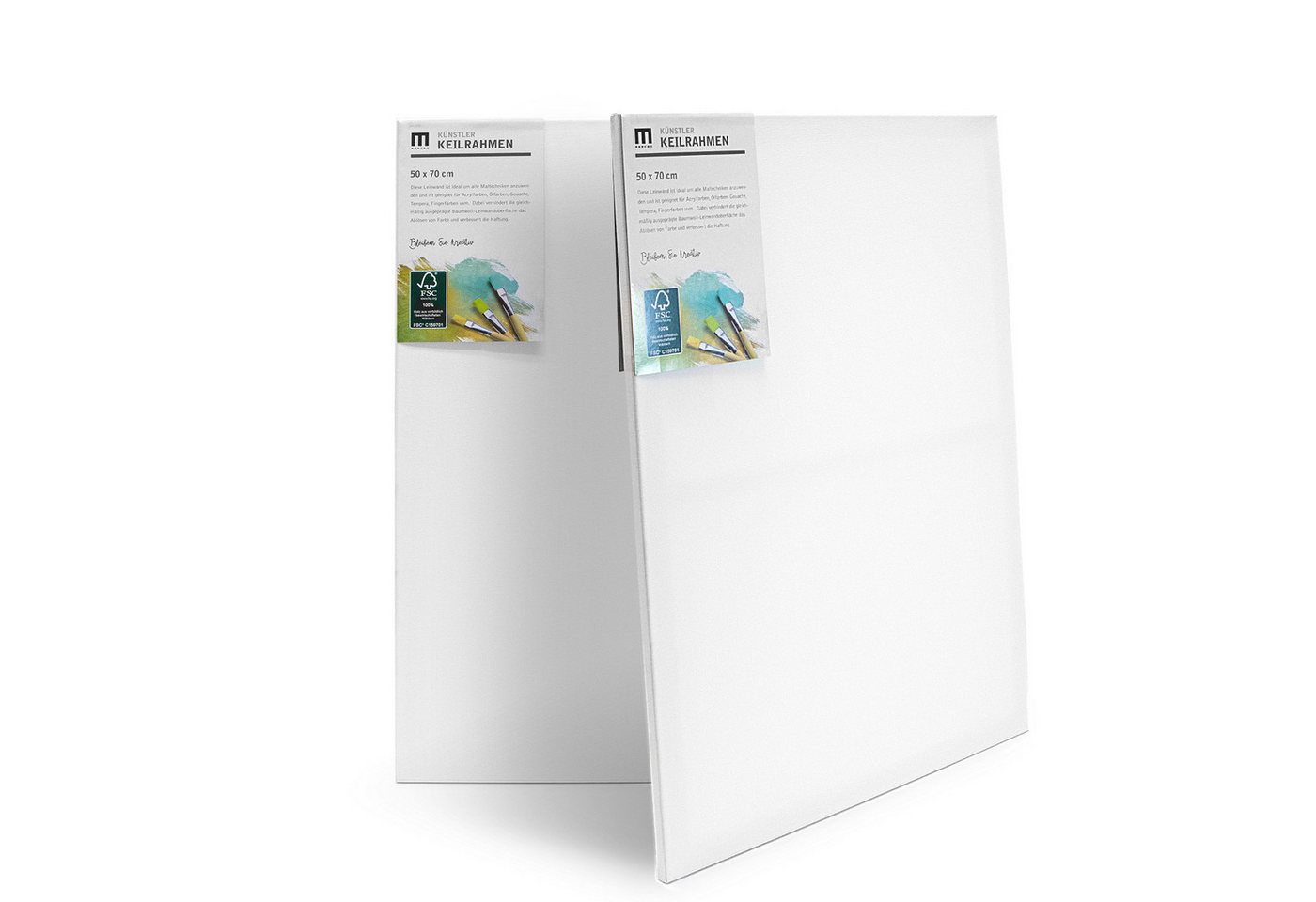 M MERCEO Leinwand Künstlerleinwand im Set, Weiße Leinwand zum Bemalen, 14er Set Leinwand (13x18 bis 50x70cm) Baumwolle auf Keilrahmen – Bild 2 von 5