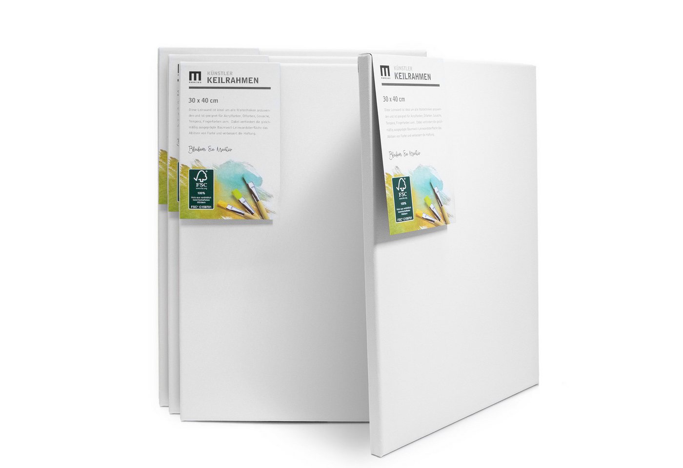 M MERCEO Leinwand Künstlerleinwand im Set, Weiße Leinwand zum Bemalen, 14er Set Leinwand (13x18 bis 50x70cm) Baumwolle auf Keilrahmen – Bild 3 von 5
