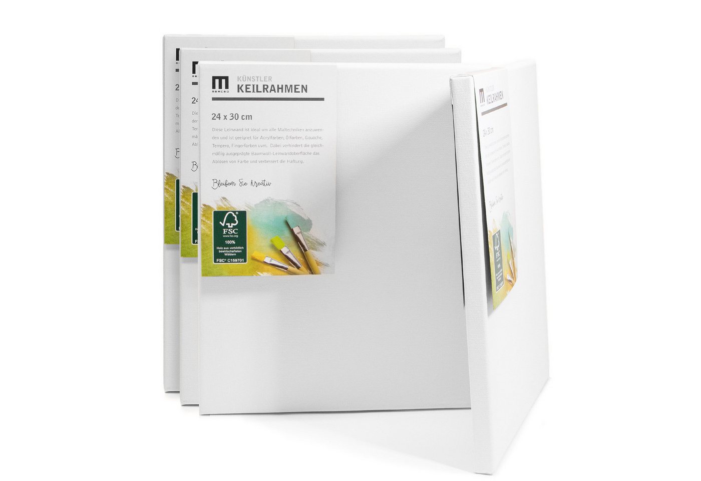 M MERCEO Leinwand Künstlerleinwand im Set, Weiße Leinwand zum Bemalen, 14er Set Leinwand (13x18 bis 50x70cm) Baumwolle auf Keilrahmen – Bild 4 von 5