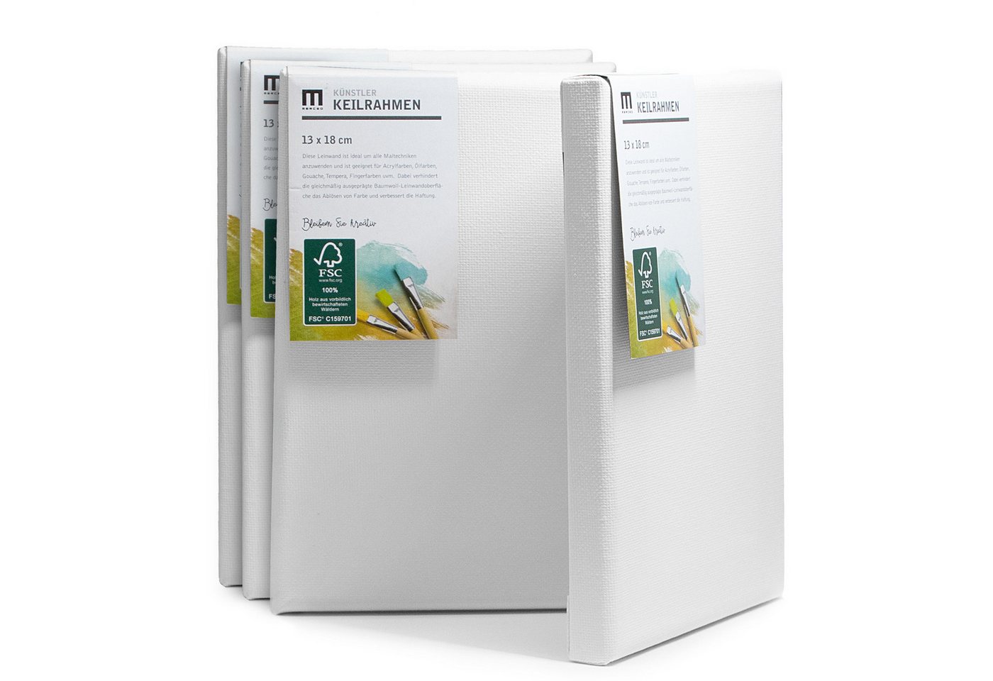 M MERCEO Leinwand Künstlerleinwand im Set, Weiße Leinwand zum Bemalen, 14er Set Leinwand (13x18 bis 50x70cm) Baumwolle auf Keilrahmen – Bild 5 von 5