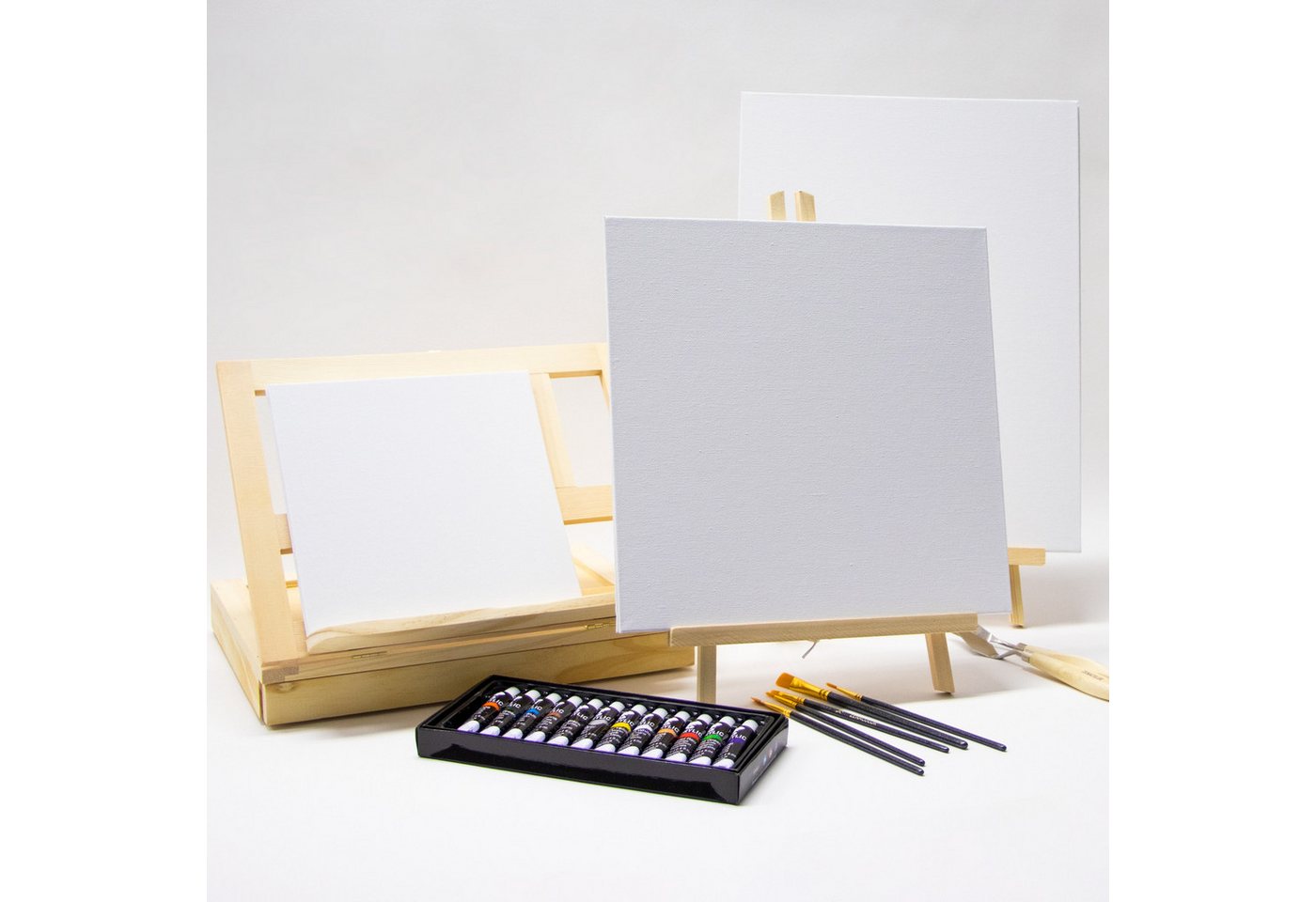 M MERCEO Leinwand Malkarton 28er Set, Weiße Leinwand zum Bemalen ohne Keilrahmen, 9er-Set Malkarton Malpappe (je 3 Stück 20x20cm, 30x30cm, 30x40cm) – Bild 3 von 5