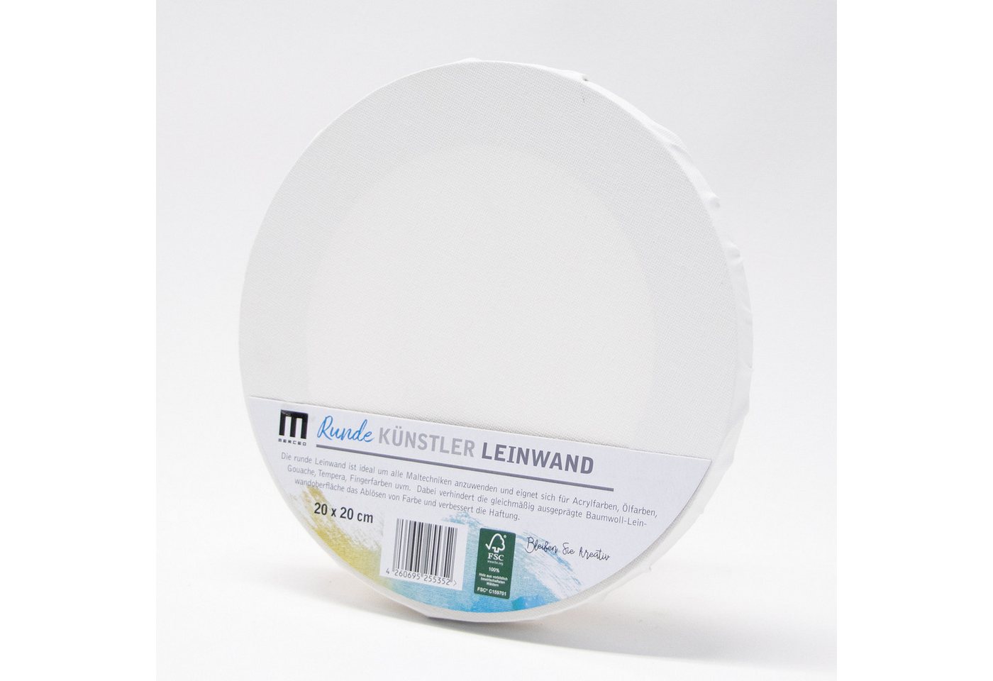 M MERCEO Leinwand, 5er Set Leinwand Rund 20cm Durchmesser (280g/m², Baumwolle) – Bild 3 von 5