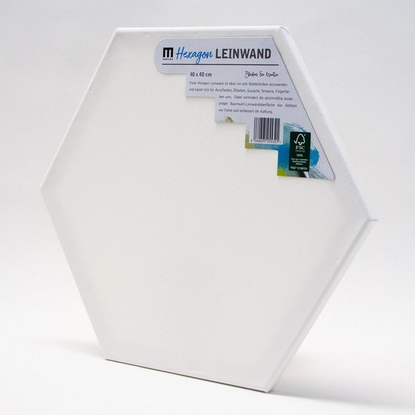M MERCEO Leinwand, 5er Set Leinwand Hexagon Sechseck 40cm Durchmesser (280g/m²,Baumwolle)