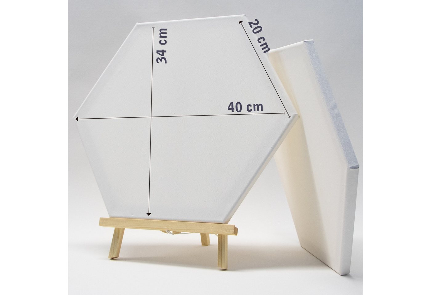 M MERCEO Leinwand, 5er Set Leinwand Hexagon Sechseck 40cm Durchmesser (280g/m²,Baumwolle) – Bild 3 von 5