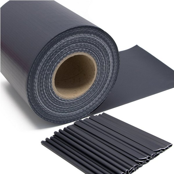 M MERCEO Sichtschutzelement, 50m Zaun Sichtschutz-Streifen/PVC Grau-anthrazit/H=19cm inkl.40 Clips