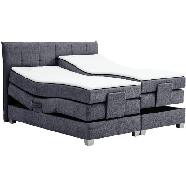 M-Punkt24 Boxspringbett ADRIA (140x200 cm, Boucle Anthrazit), Mit Motor inkl. Matratze und Topper