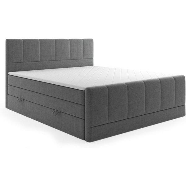 M-Punkt24 Boxspringbett Ibiza (Grau oder Schwarz, Liegefläche 180 x 200cm, inkl. 7 Zonen Taschenfederkernmatratze), mit Bettkasten, Topper, Fußteil
