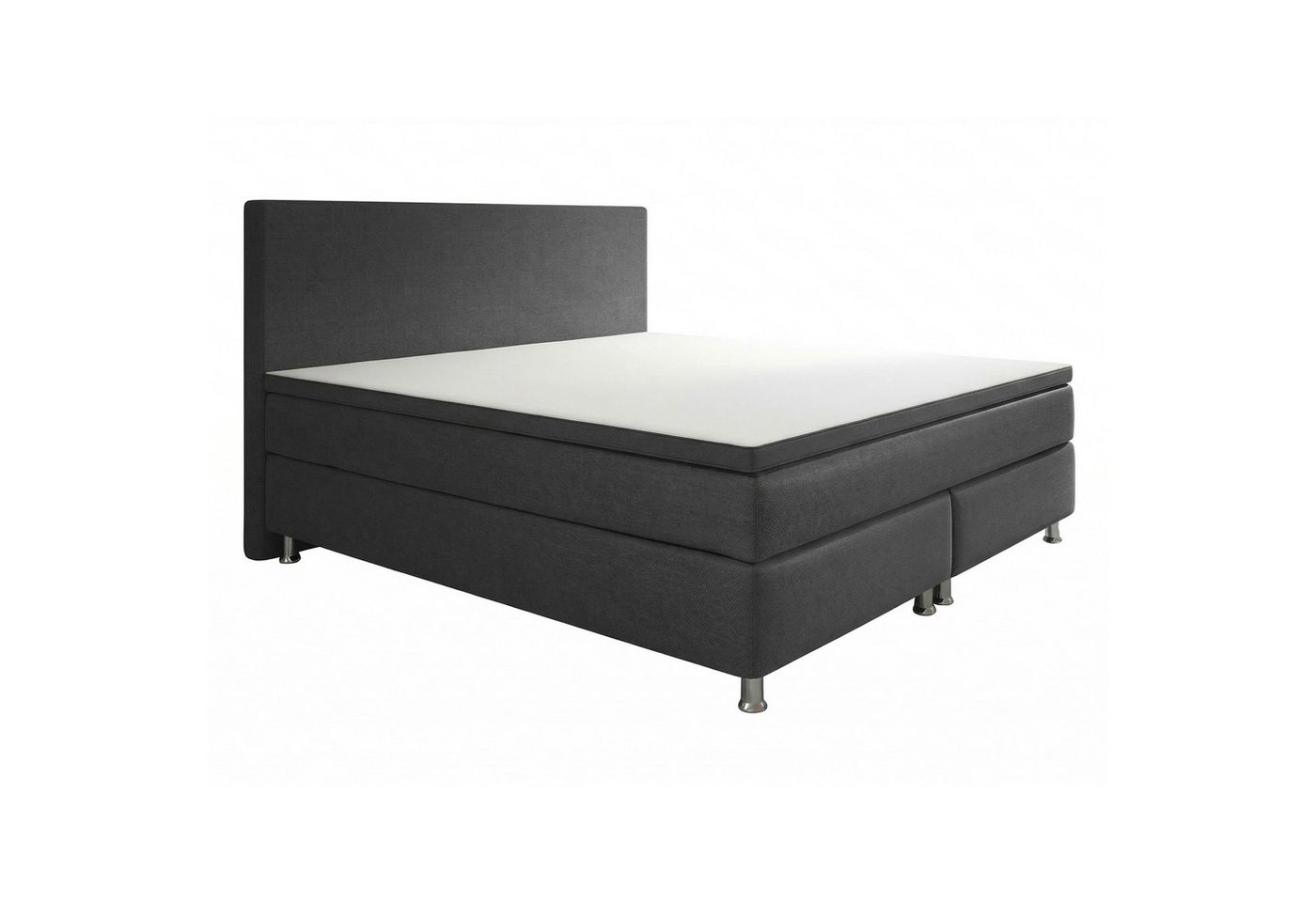 M-Punkt24 Boxspringbett MILANO (Grau / Anthrazit, mit 7 Zonen Taschenfederkern-Matratze, inkl. Topper), SOFORT LIEFERBAR – Bild 2 von 5