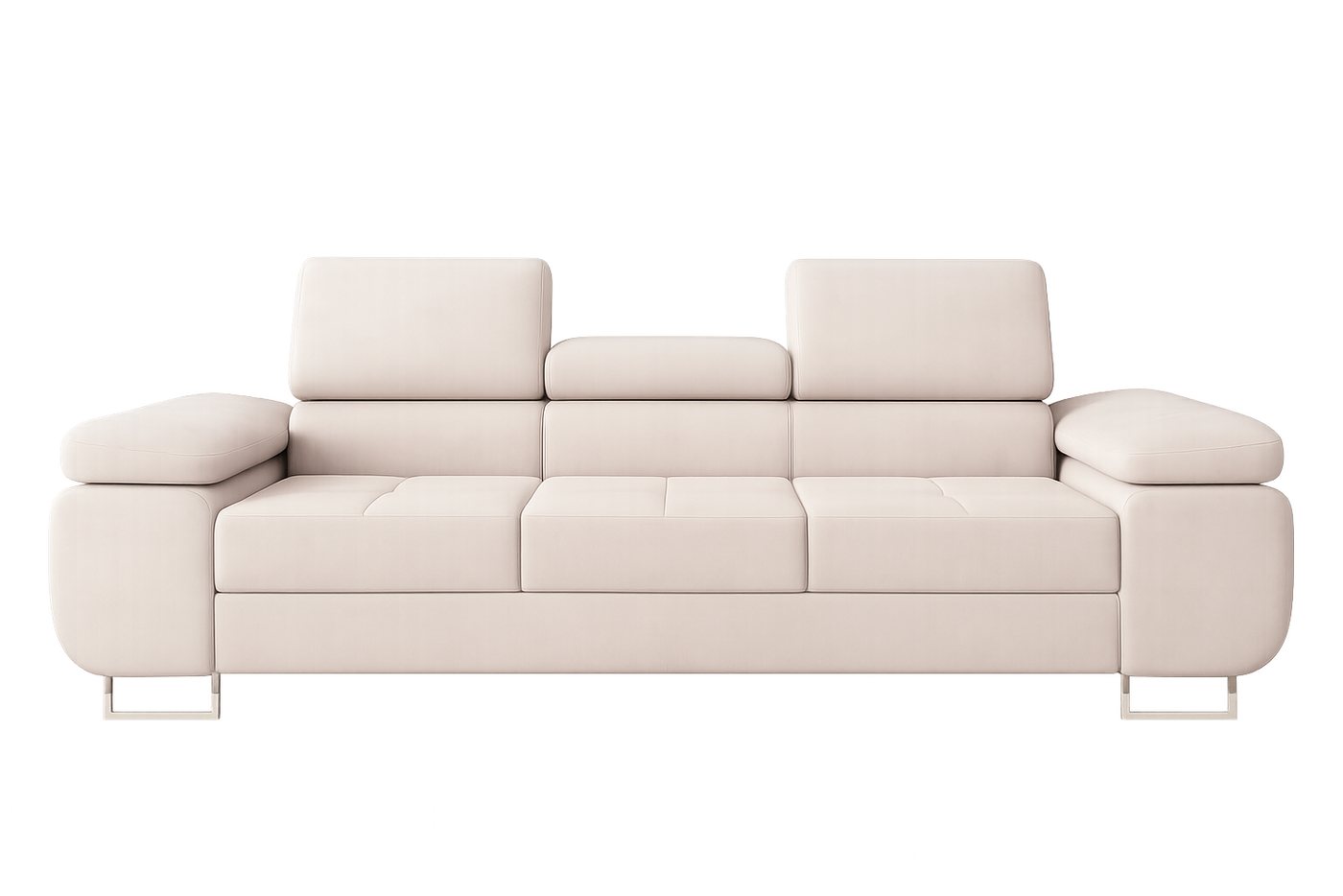 M-Punkt24 Polstergarnitur Miami, (SET 3-2-1, Samtstoff Creme), mit Bettfunktion und verstellbare Kopfstützen – Bild 5 von 5
