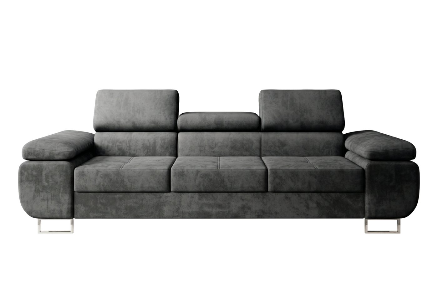 M-Punkt24 Polstergarnitur Sofa Wohnlandschaft DUBAI, (3-3-1, mit Bettfunktion, XL Sofa-Set, Bigsofa, Samt, Anthrazit, Grau), Bestehend aus 3-Sitzer mit Bettfunk – Bild 5 von 5