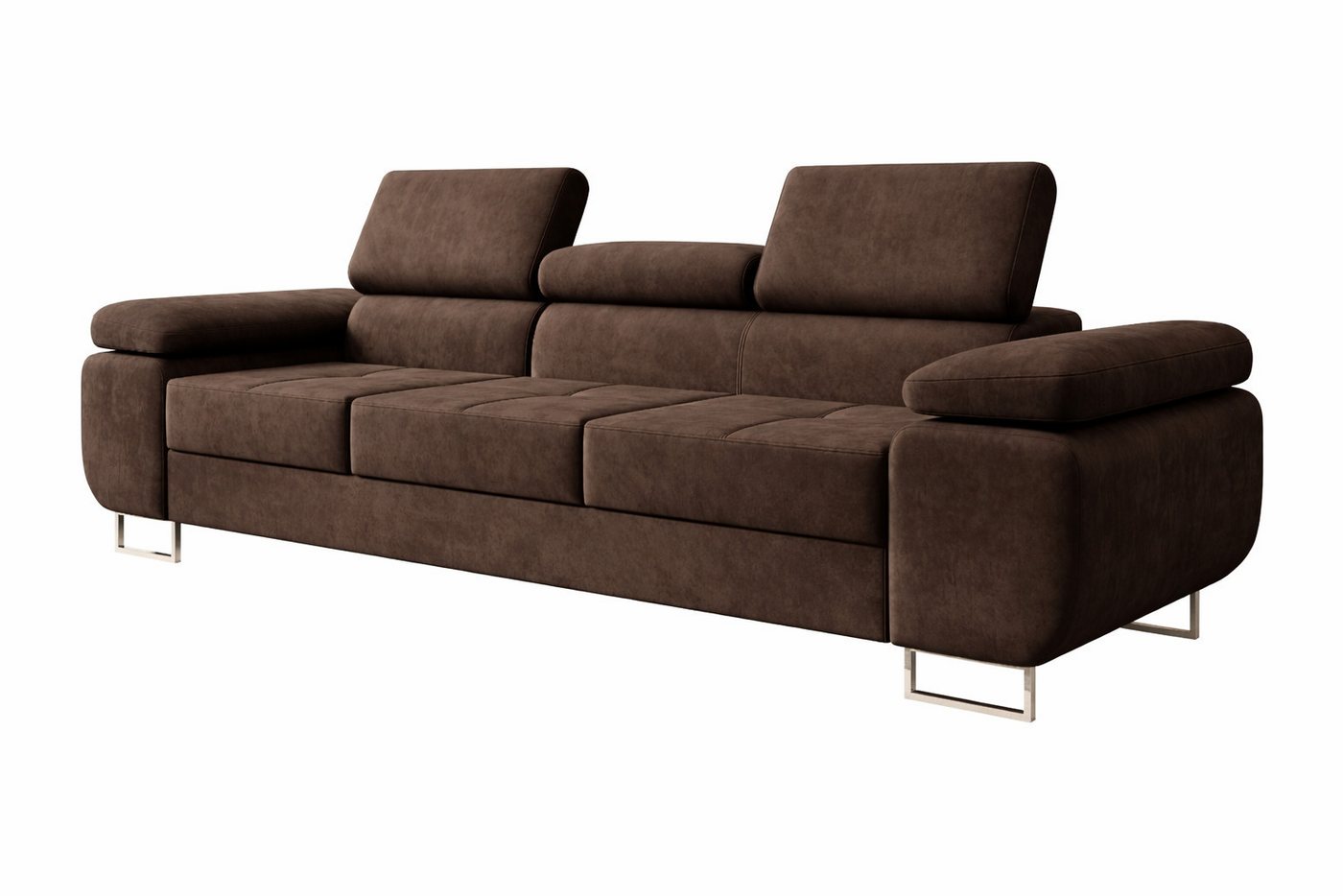 M-Punkt24 Polstergarnitur Sofa Wohnlandschaft DUBAI, (3-2-1, mit Bettfunktion, XL Sofa-Set, Bigsofa, Samt, Braun), Bestehend aus 3-Sitzer mit Bettfunktion, 2-Si – Bild 4 von 5
