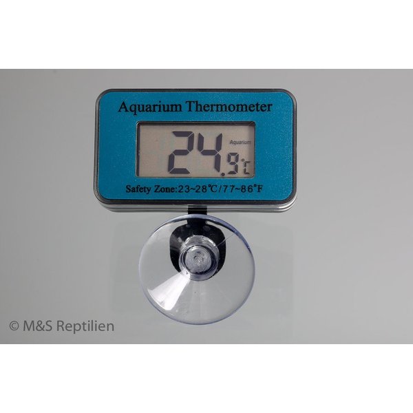 M&S Reptilien Aquarienthermometer M&S Digitales Thermometer (blau) mit Sauger ''wasserdicht'', wasserdicht