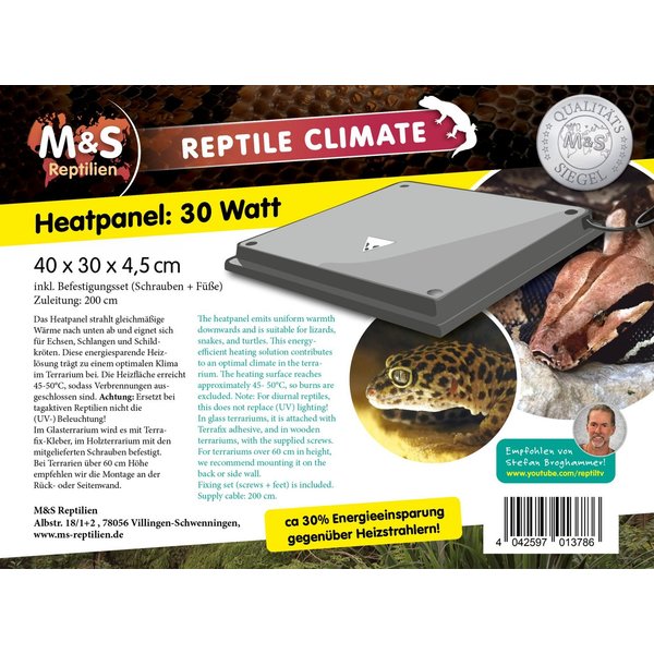 M&S Reptilien Terrarium-Klimasteuerung Heatpanel, 30 Watt