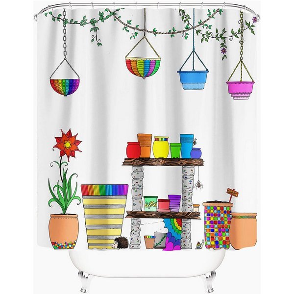M&W DAS DESIGN Duschvorhang 180x200 Shower curtains Anti schimmel Waschbar Garten bunt