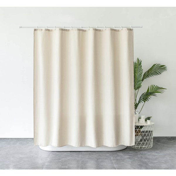 M&W DAS DESIGN Duschvorhang Shower curtains Anti schimmel Waschbar Mit gewicht Schwer Leinen beige Breite 180 cm
