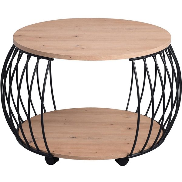M2 Kollektion Couchtisch PEKING, Ø 60 cm, mit Rollen, mit Ablage