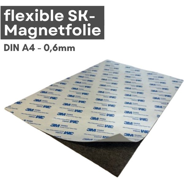 MaajeeKuto Magnet Magnetfolie 0,6 mm DIN A4 mit 3M Selbstklebung stark Ferrit Magnet (1-St)