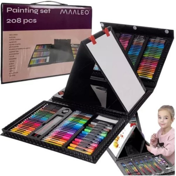 MAALEO Malpalette Malset Malkoffer Set, Enthält Buntstifte, Wachsmalstifte, Ölpastelle, Marker, Aquarellfarben