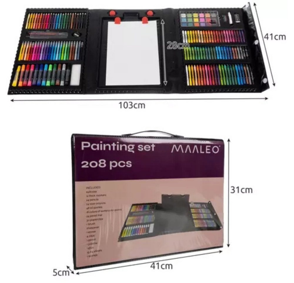 MAALEO Malpalette Malset Malkoffer Set, Enthält Buntstifte, Wachsmalstifte, Ölpastelle, Marker, Aquarellfarben – Bild 2 von 5