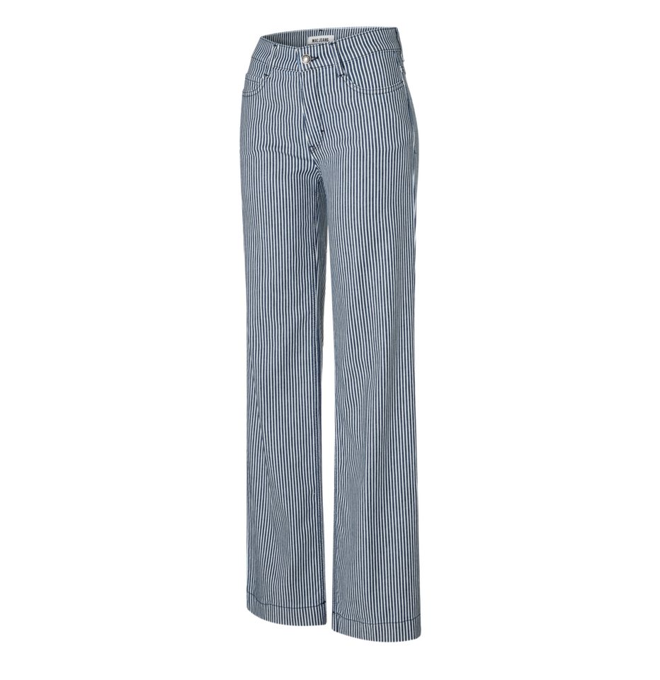 MAC 5-Pocket-Jeans blau,Freizeit,Baumwolle,Gestreift,Wide Leg,Mittel – Bild 2 von 5
