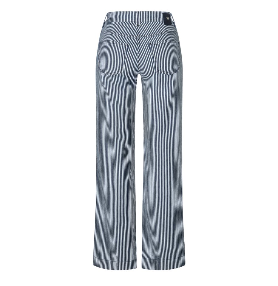 MAC 5-Pocket-Jeans blau,Freizeit,Baumwolle,Gestreift,Wide Leg,Mittel – Bild 3 von 5