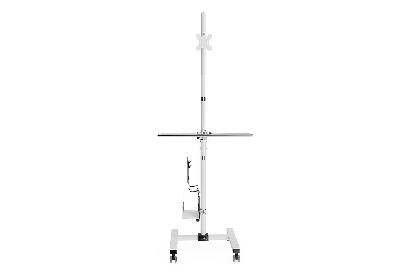 Maclean Arbeitstisch MC-793 Mobiler Steh-Sitz-Arbeitsplatz auf Rollen für 17–32 Zoll, Monitorhalterung, PC-Halter, Tastaturablage, ergonomische Workstation – Bild 2 von 5