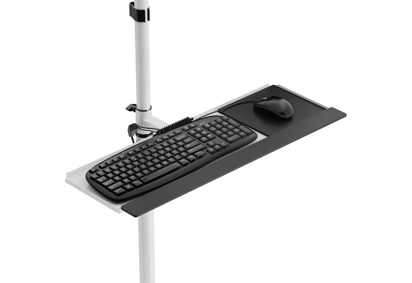 Maclean Arbeitstisch MC-793 Mobiler Steh-Sitz-Arbeitsplatz auf Rollen für 17–32 Zoll, Monitorhalterung, PC-Halter, Tastaturablage, ergonomische Workstation – Bild 4 von 5