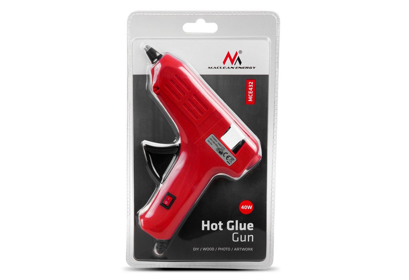 Maclean Heißklebepistole MCE432, 40W, Ein-/Ausschalter, Ständerhalterung, 2 trasparente Heißklebestifte – Bild 3 von 3