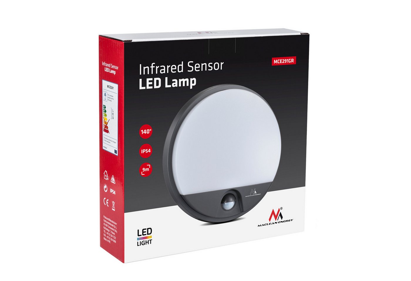 Maclean LED Deckenleuchte MCE291 LED Deckenleuchte Bewegungsmelder und Dämmerungssensor, LED fest integriert, Neutralweiß, IR Sensor Wandlampe für Flur, Keller, – Bild 2 von 5