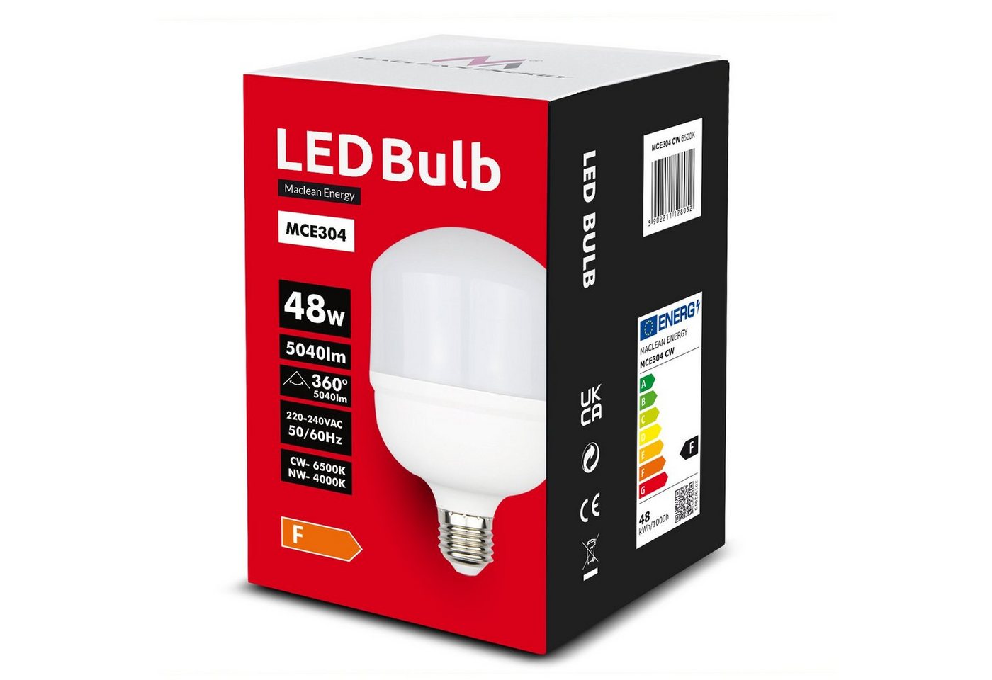 Maclean LED-Leuchtmittel MCE304 CW, E27, 4 St., Kaltweiß, LED-Glühbirne Kaltweiß, 48W / 5040 Lumen – Bild 3 von 4