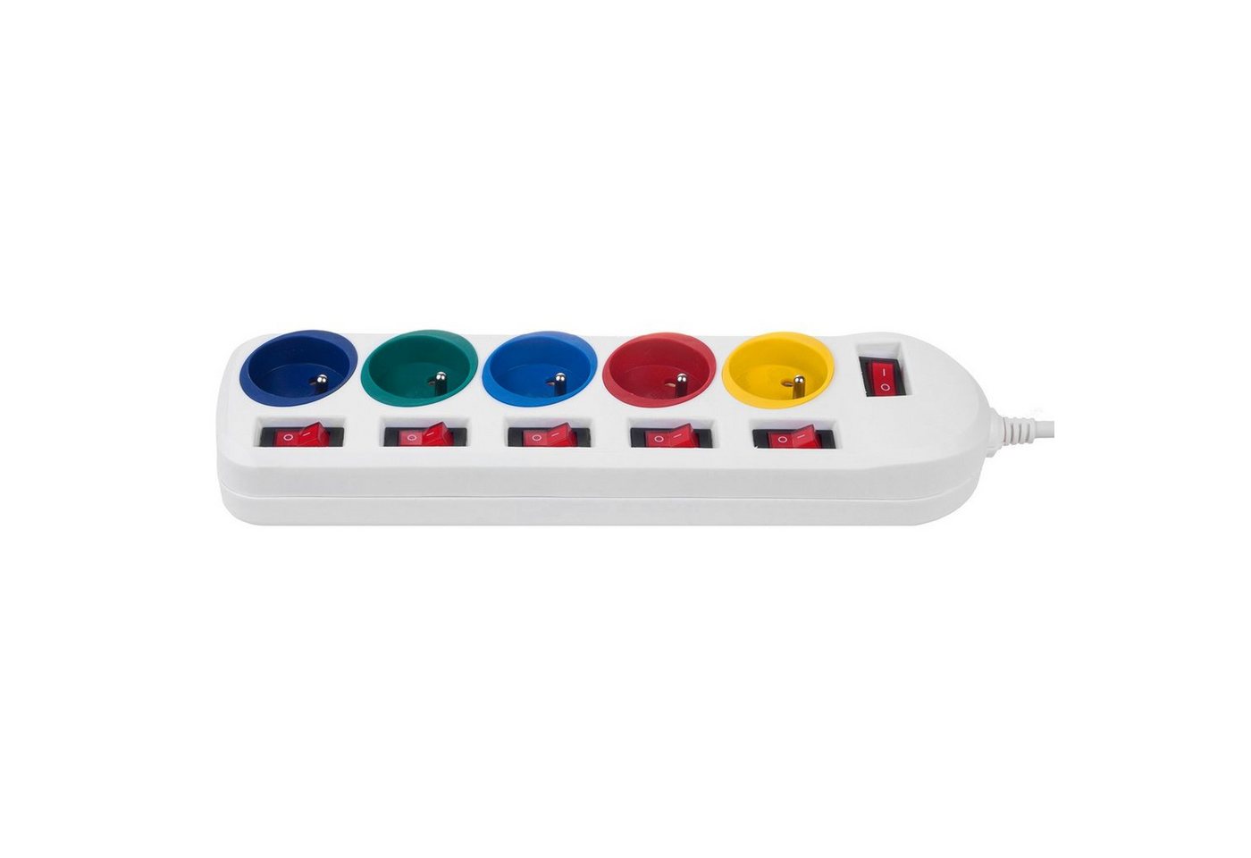 Maclean MCE204 Farbenfroh 5‑fach 1,5 m Kabel (Typ E) Steckdosenleiste 5-fach (Ein- / Ausschalter, separate Ein- / Ausschalter, Schalterbeleuchtung, Kindersicher – Bild 4 von 5